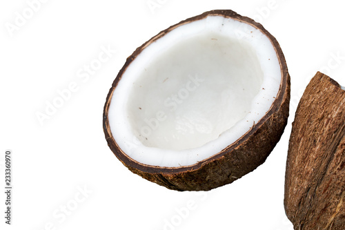 Close up of coconut on green background