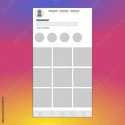 Photo sharing social media app design mockup