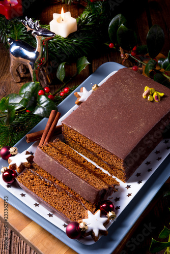 Tasty Chocolate gingerbread with plum jam filling