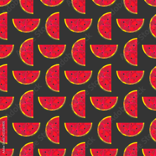 Watercolor watermelon seamless pattern. Hand painted abstract geometric background for surface design, textile, wrapping paper, wallpaper, phone case print, fabric.