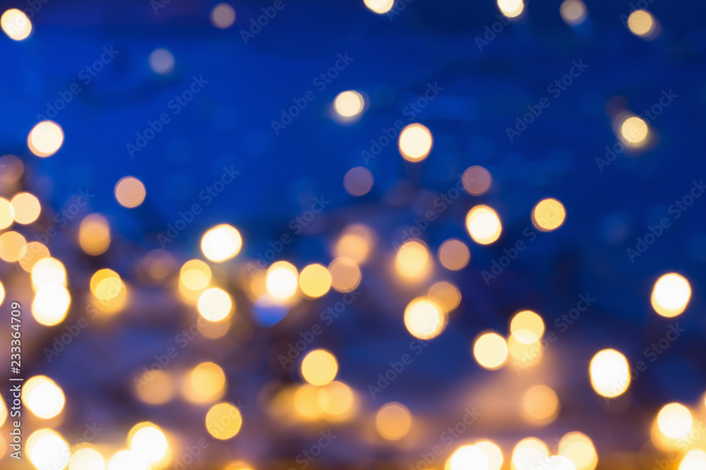 blue and golden abstract bokeh background - obrazy, fototapety, plakaty 