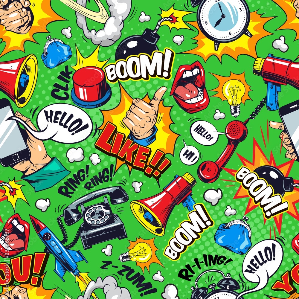 Fototapeta premium Colorful comic bright seamless pattern