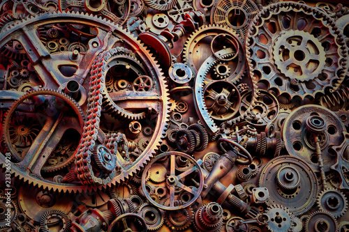 Steampunk texture  backgroung with mechanical parts  gear wheels