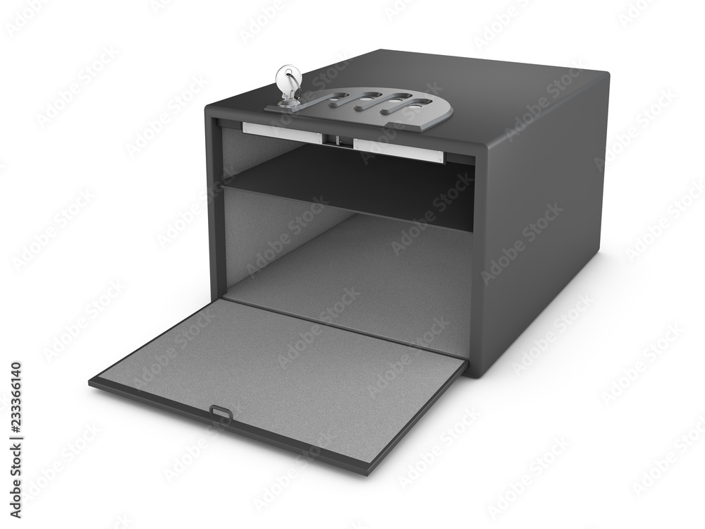Metal Safe Realistic 3D Illustration On White Background. Metal Safe Realistic 3D Illustration On White Background.