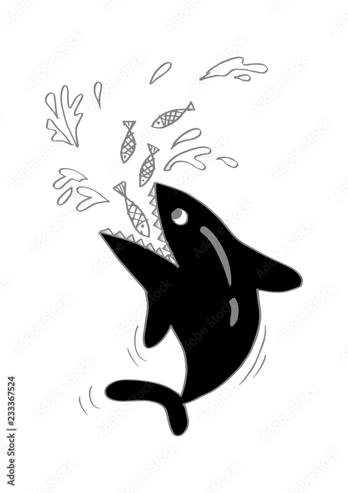 Cartoon shark t-shirt print design. Cartoon shark t-shirt print design.