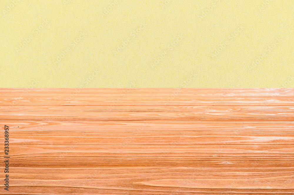 Naklejka premium template of orange wooden floor with yellow background