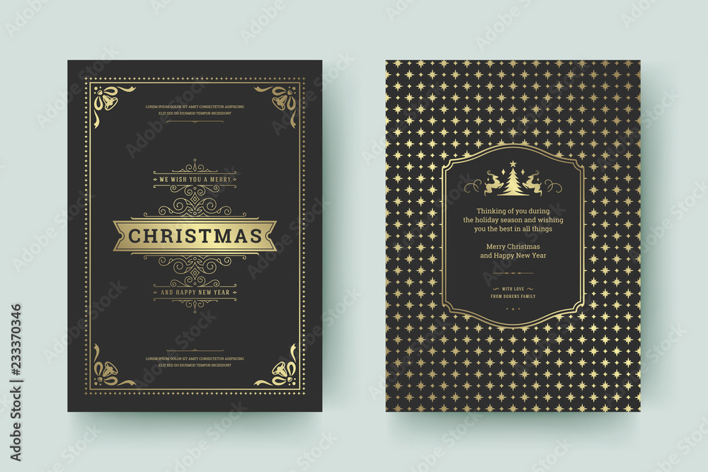 Naklejka premium Christmas greeting card design template vector illustration.