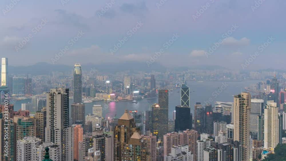 Time lapse of Hong Kong cityscape from Victoria peak. Time lapse of Hong Kong cityscape from Victoria peak.