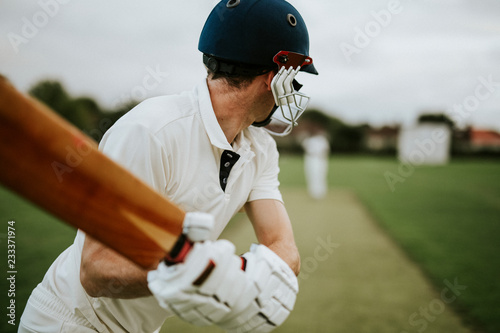 Fototapeta Naklejka Na Ścianę i Meble -  Cricketer on the field in action