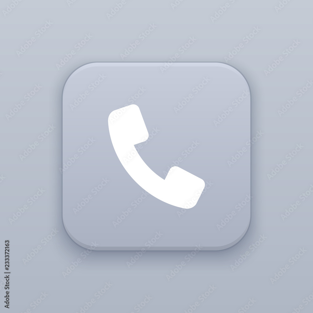 Handset, gray vector button with white icon Handset, gray vector button with white icon