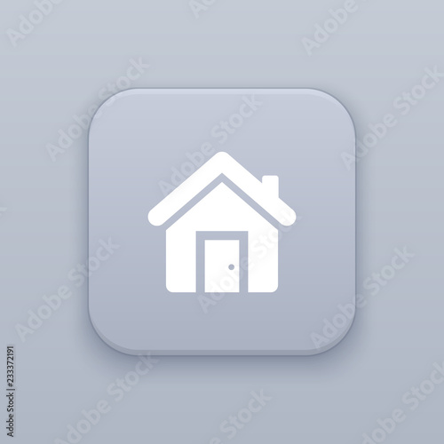 House, gray vector button with white icon