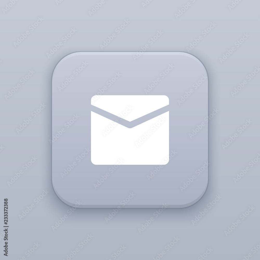 Letter, mail, gray vector button with white icon Letter, mail, gray vector button with white icon