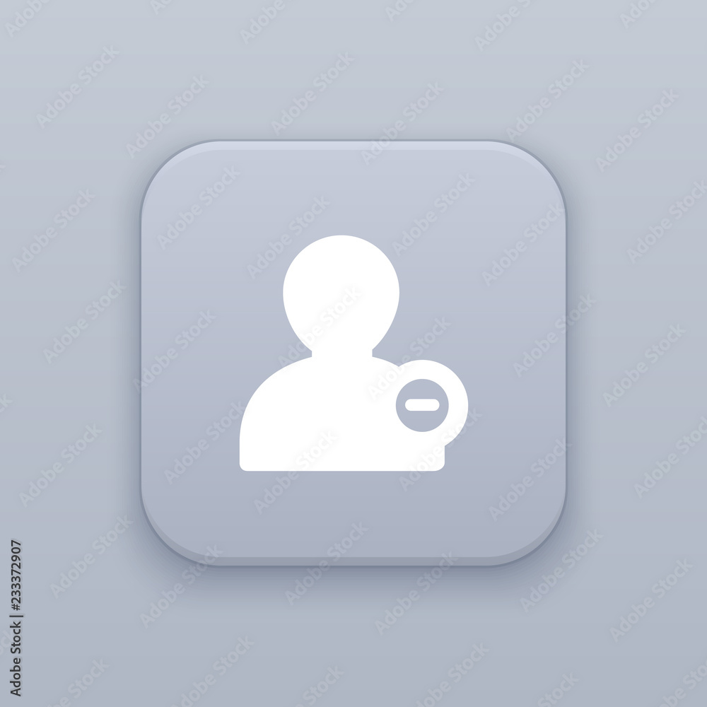 Delete profile, gray vector button with white icon Delete profile, gray vector button with white icon