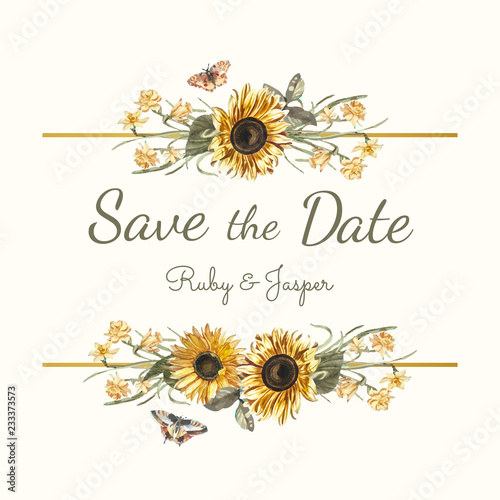 Save the date wedding invitation mockup vector