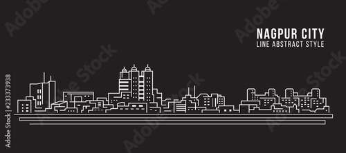 Cityscape Building Line art Vector Illustration design - Nagpur city