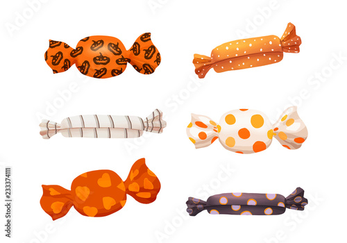 Illustration of Halloween theme candies icon vector