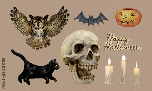 Illustration of Happy Halloween icons vector