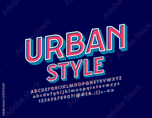 Vector Urban Style modern Font. Hipster design Alphabet Letters, Numbers and Symbols