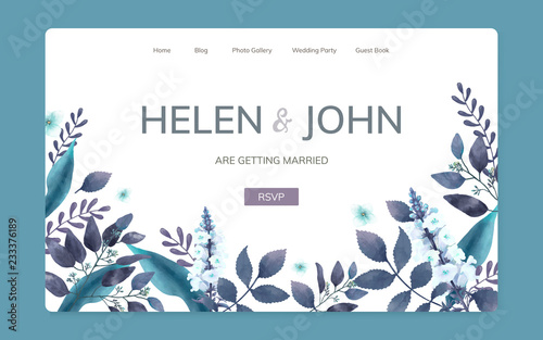 Floral wedding invitation website design