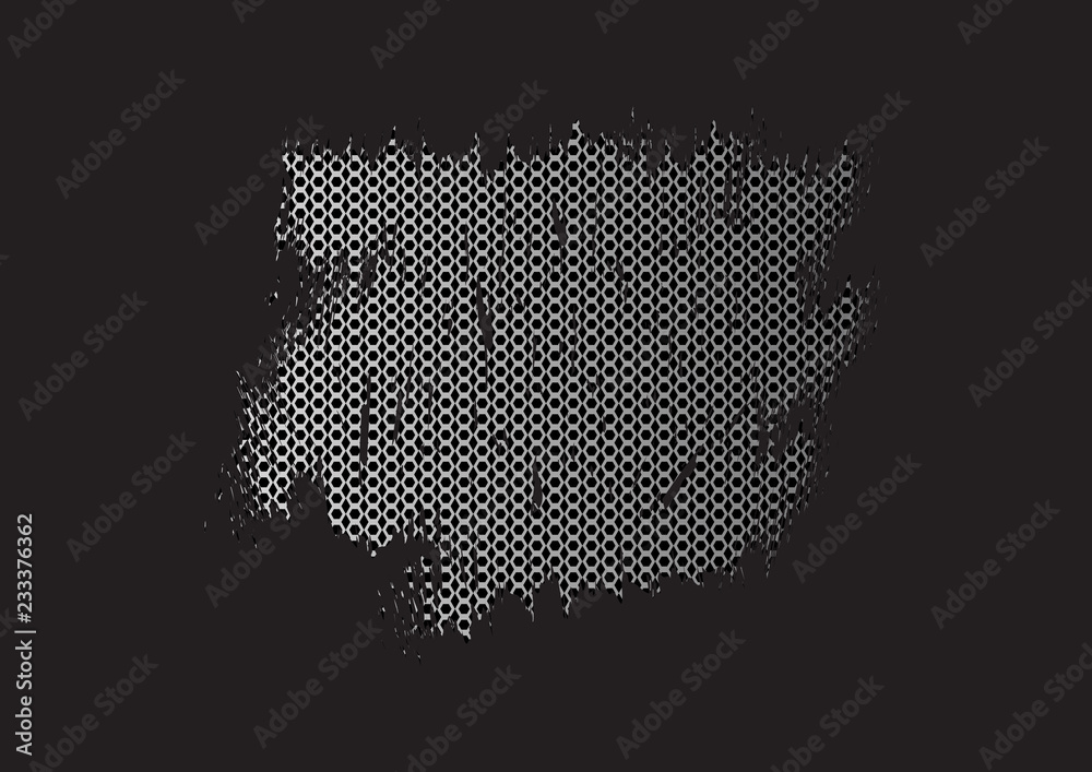 Fototapeta premium Black abstract background with dark gray hexagons. Banner grunge texture. Template frame. Place for your text. Vector illustration