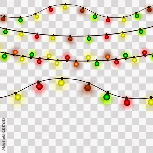 Christmas lights. Xmas and New Year greeting card elemets. Vector illustration