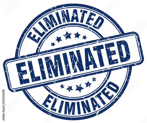 eliminated blue grunge round vintage rubber stamp
