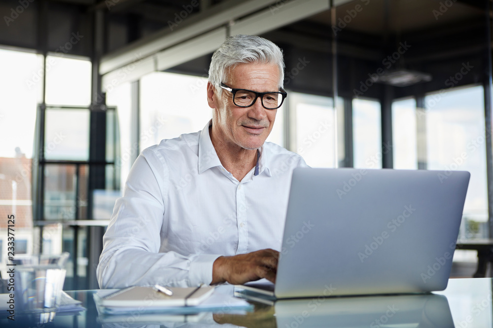 Businessman working in office, using laptop Businessman working in office, using laptop
