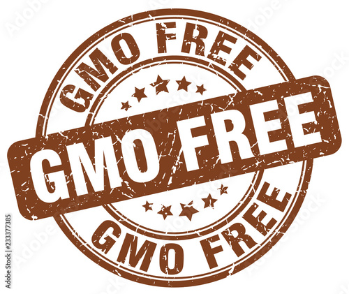 gmo free brown grunge stamp