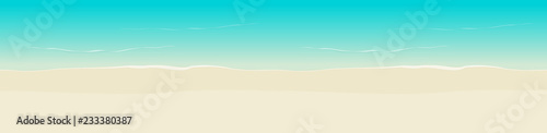 Beach background vector seamless illustration top view, flat cartoon sea coast and beach sand backdrop backdrop template