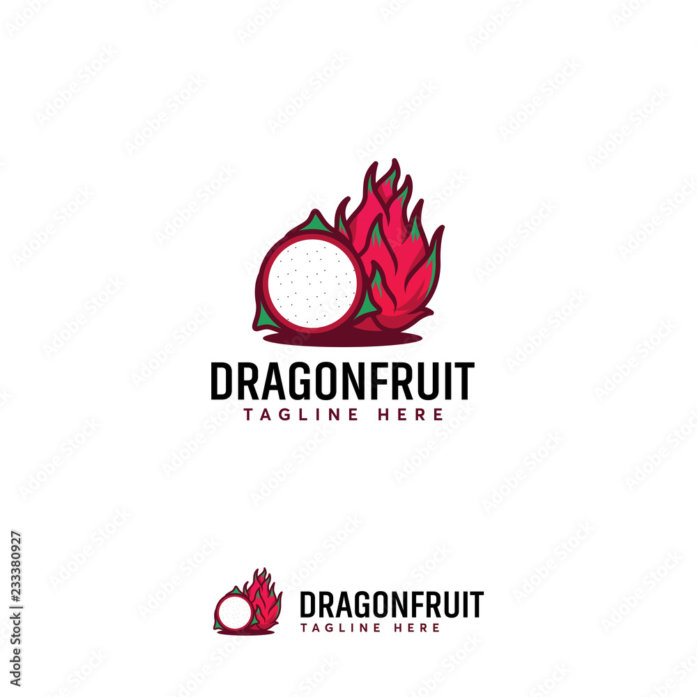 Exotic Cartoon Dragon Fruit logo designs vector, Illustration Dragon