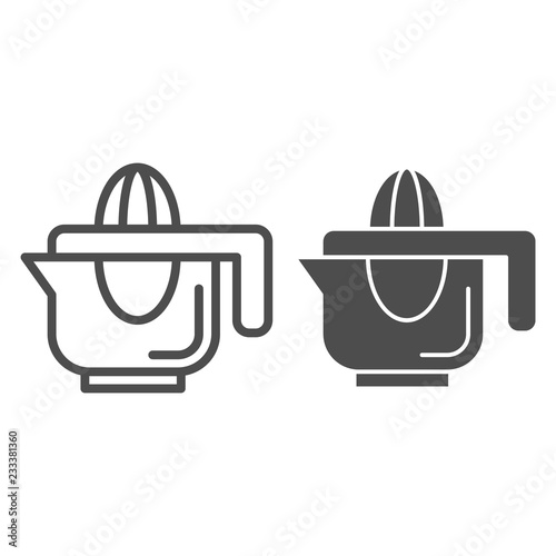Hand juicer line and glyph icon. Juice squeezer vector illustration isolated on white. Citrus juicer outline style design, designed for web and app. Eps 10.
