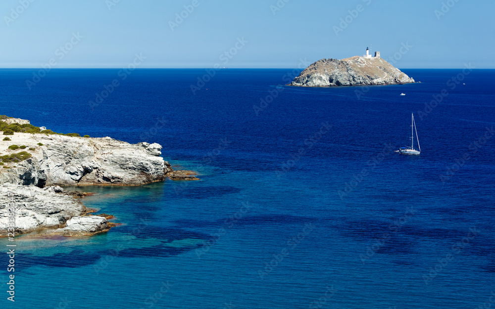 Giraglia island in the coast of the Corsica cape 