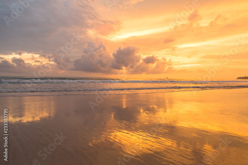 Golden sunset on the beach 