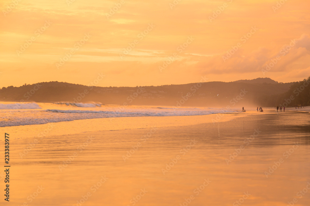 Golden sunset on the beach Golden sunset on the beach