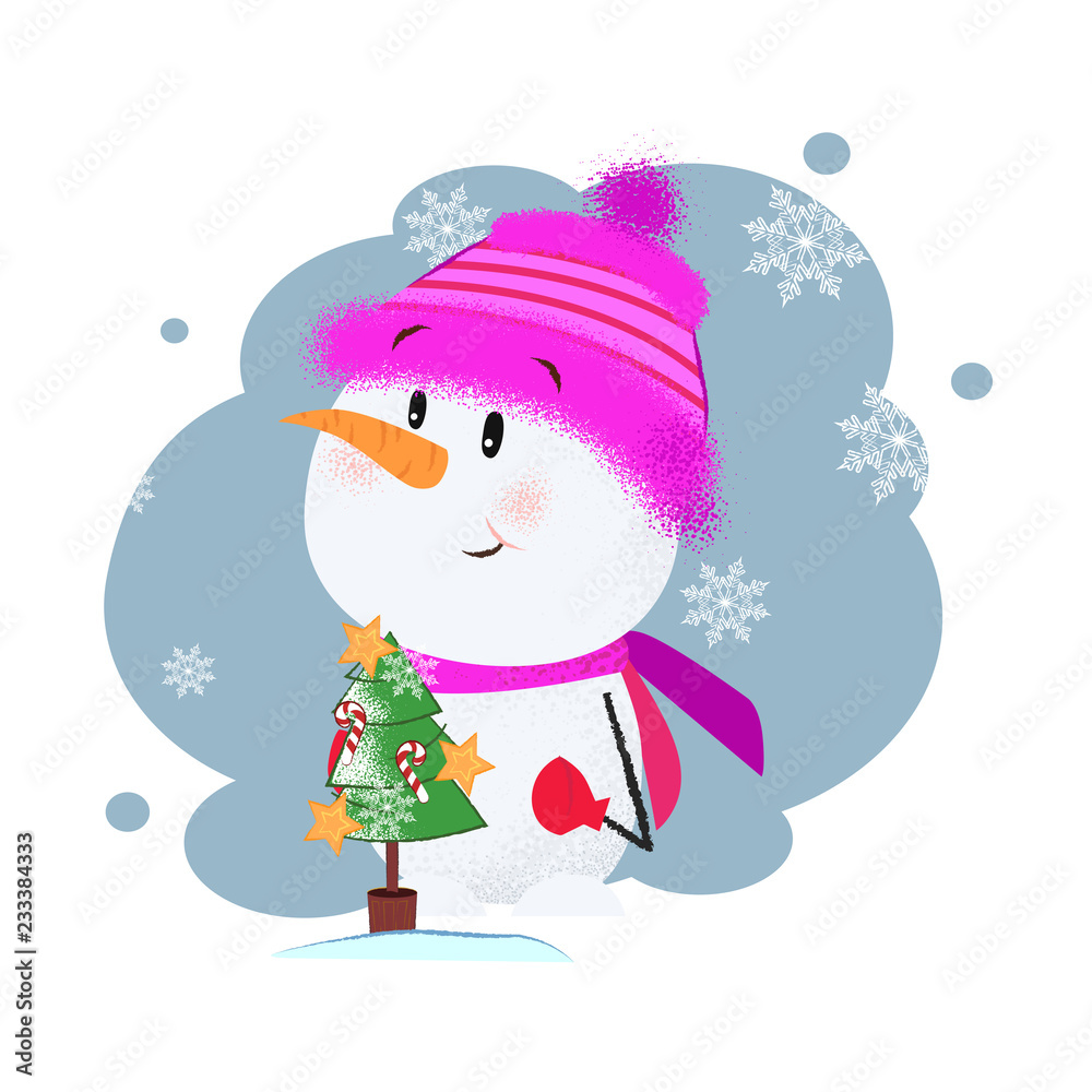 Cute Christmas Snowman Drawing