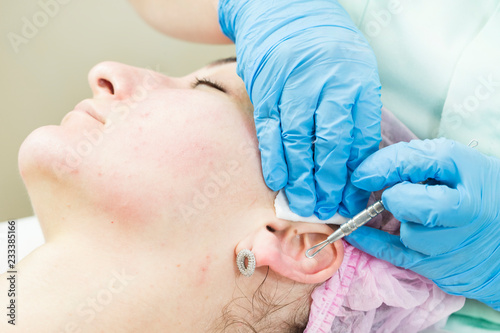 Process cosmetic mask of massage and facials in beauty salon 