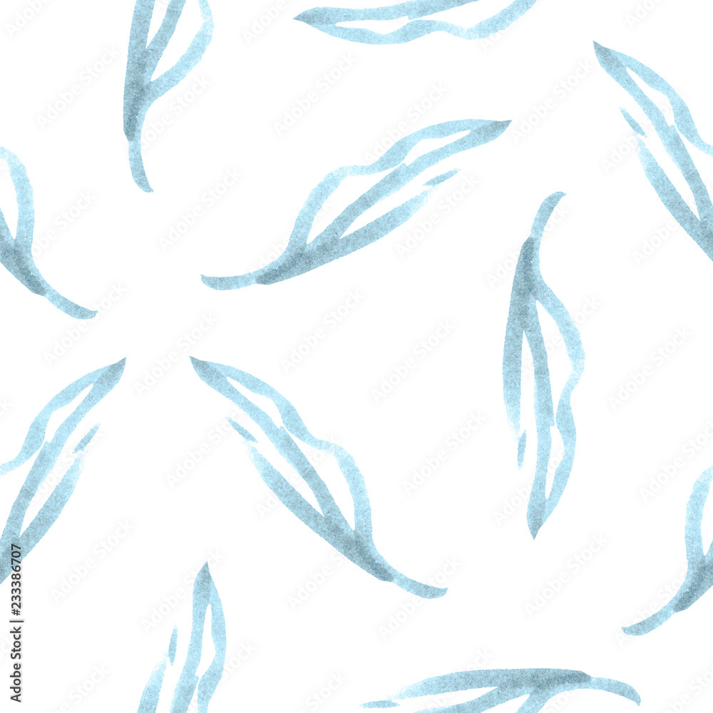 Fototapeta premium Seamless abstract graphic pattern of leaves, feathers.