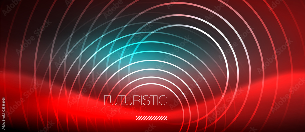 Neon glowing techno lines, hi-tech futuristic abstract background template with square shapes Neon glowing techno lines, hi-tech futuristic abstract background template with square shapes