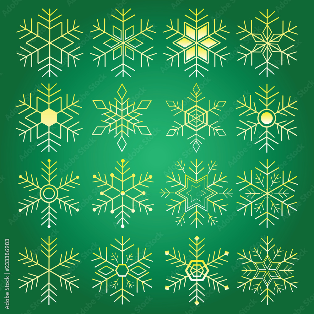 Many Abstract Shape Of Snowflakes - December Winter Christmas Ornate