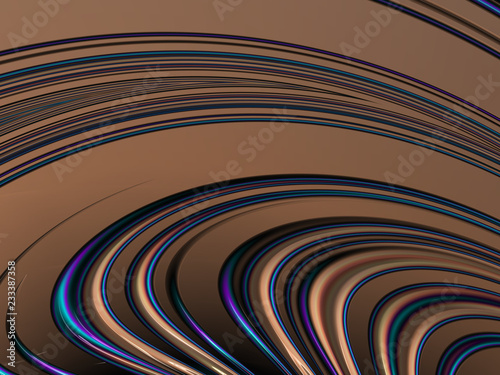 Curves Fractal in Blue and Cream Color