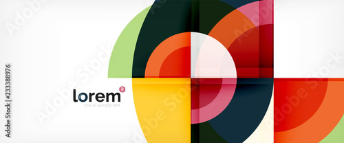 Modern geometric circles abstract background, colorful round shapes with shadow effects