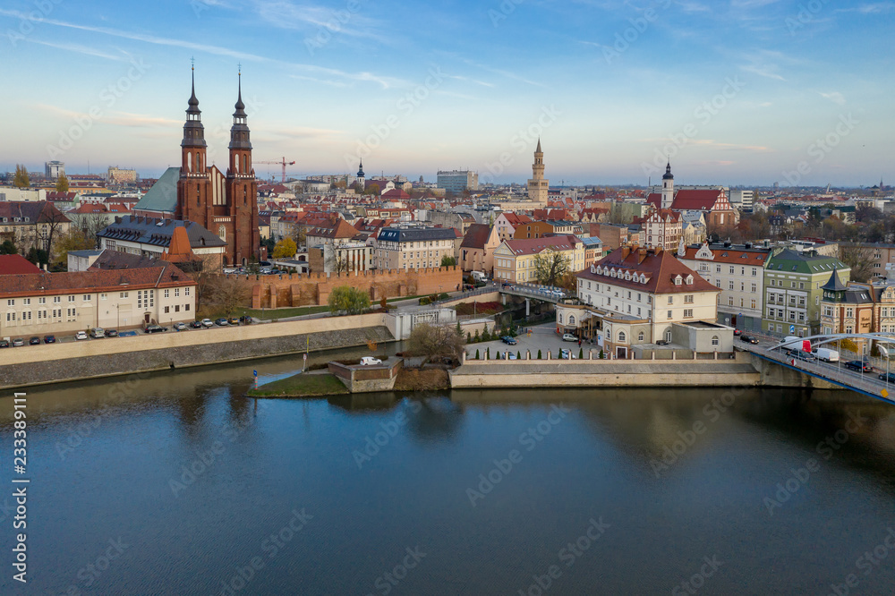 Opole, aerial view of Old Town. Poland, autumn day. Drone shot. Opole, aerial view of Old Town. Poland, autumn day. Drone shot.
