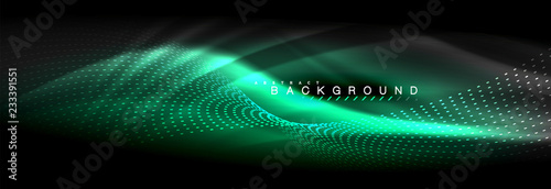Liquid neon flowing waves, glowing light lines background