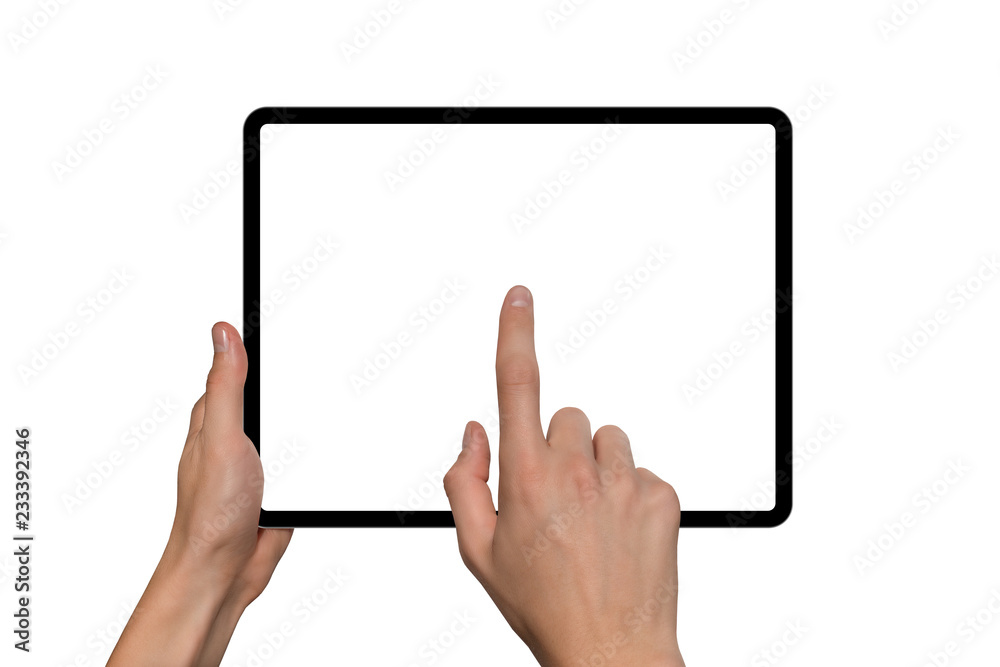 Digital tablet in hands. Isolated on white background Digital tablet in hands. Isolated on white background