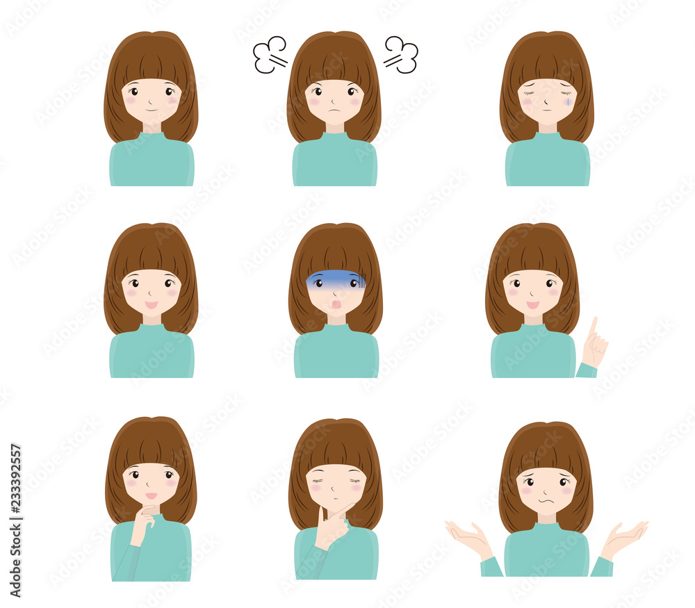 いろいろな表情の女性アイコン集 いろいろな表情の女性アイコン集