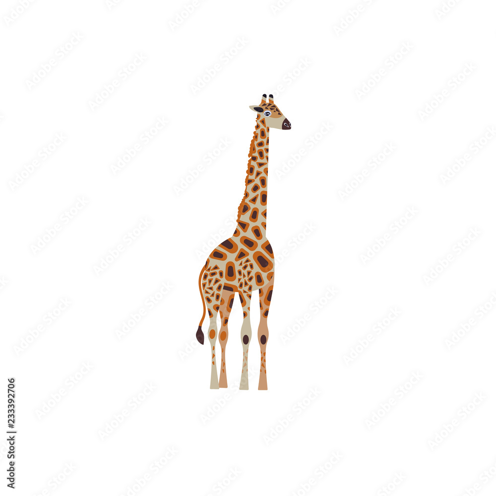 Vector illustration. Cartoon style icon of giraffe. Cute character for different design.