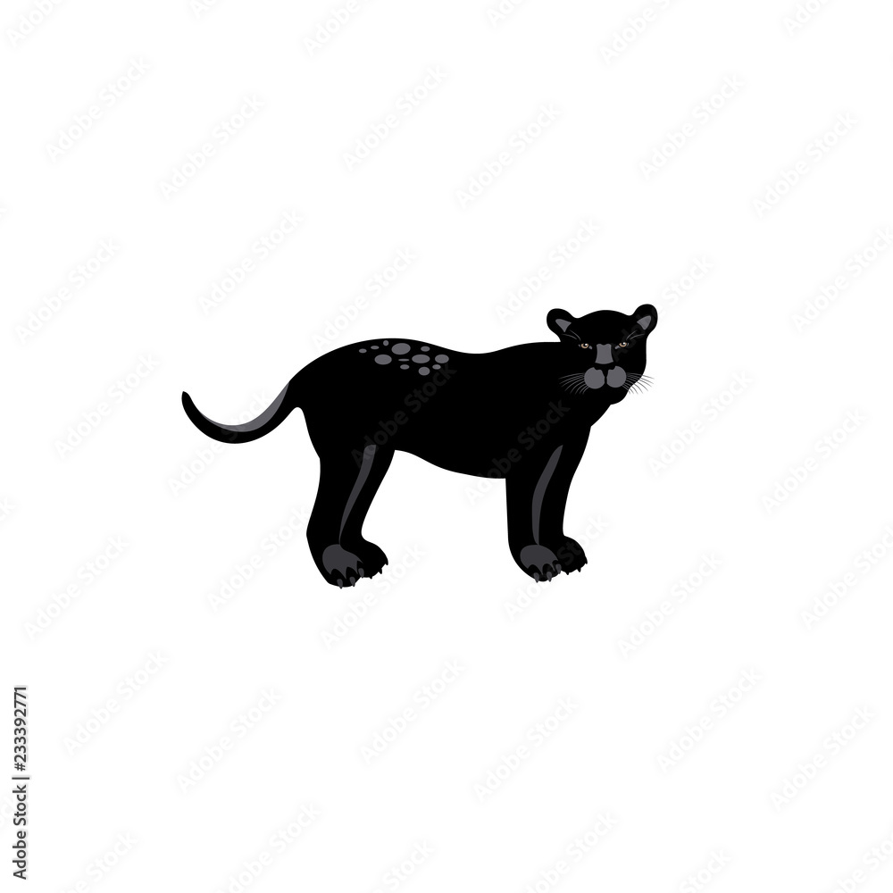 Vector illustration. Cartoon style icon of panther. Cute character for different design.