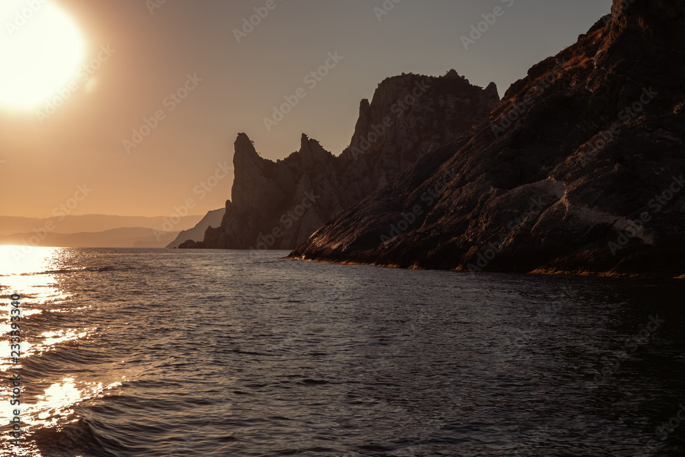 Crimean landscape at sunset