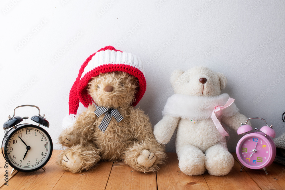 teddy bear with santa hat and scarf