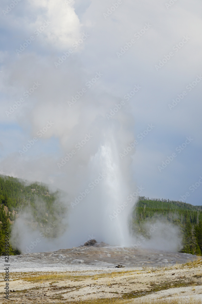 Eruption of the Old Faithful Geyser in Yellowstone National Park, Wyoming, United States Eruption of the Old Faithful Geyser in Yellowstone National Park, Wyoming, United States